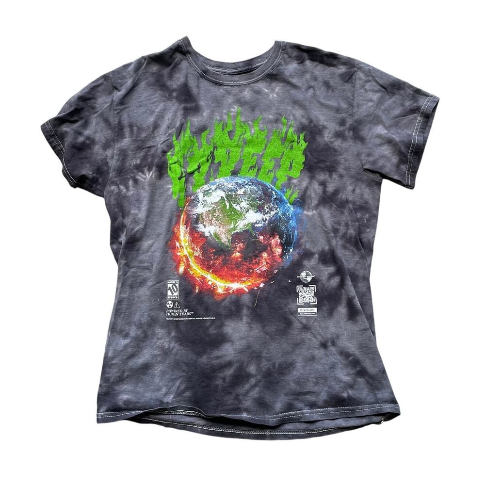 10 deep grey tie dye globe graphic tee mens m medium streetwear t shirt
